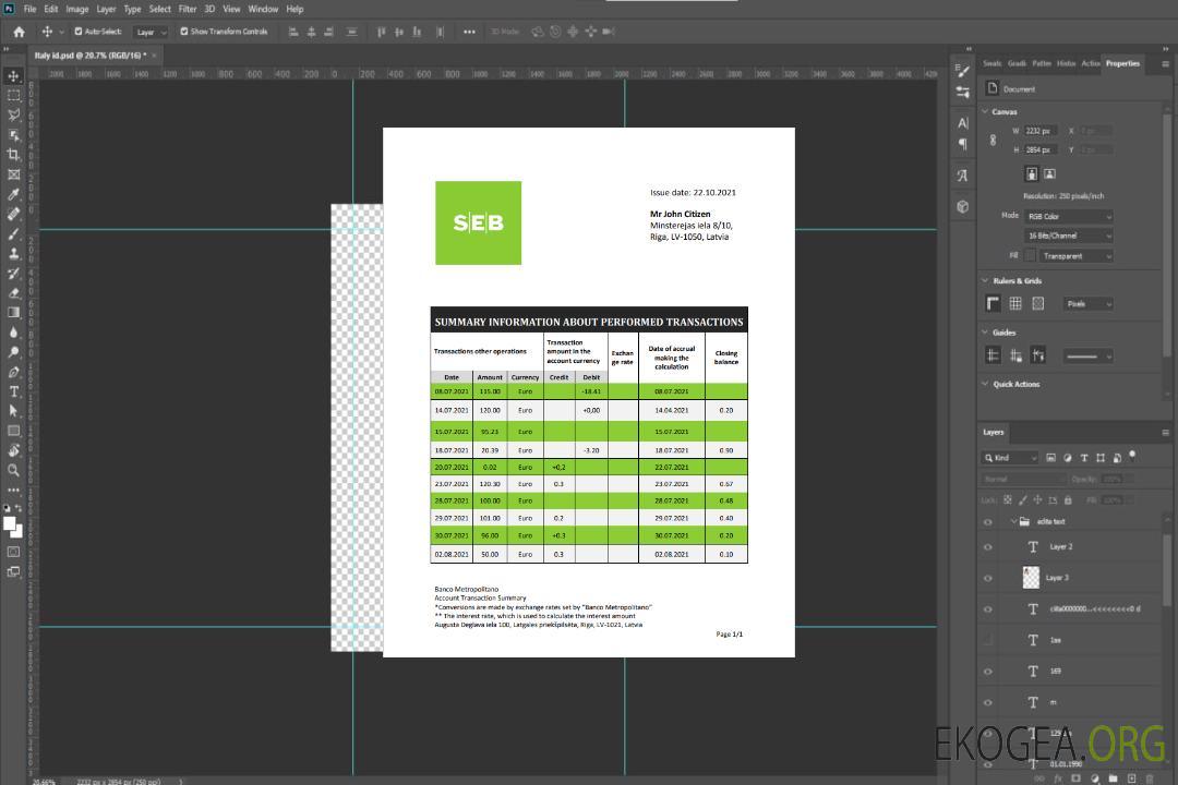 Modèle de relevé bancaire SEB de Lettonie au format Word et PDF template Modèle de relevé bancaire SEB de Lettonie au format Word et PDF template